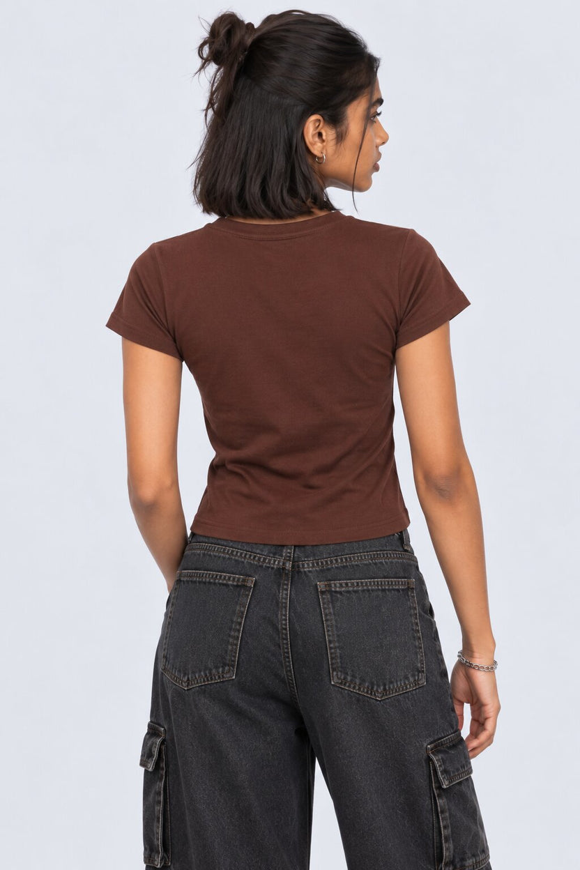 Womens Regular Fit Brown Everyday T-Shirt - Image 5