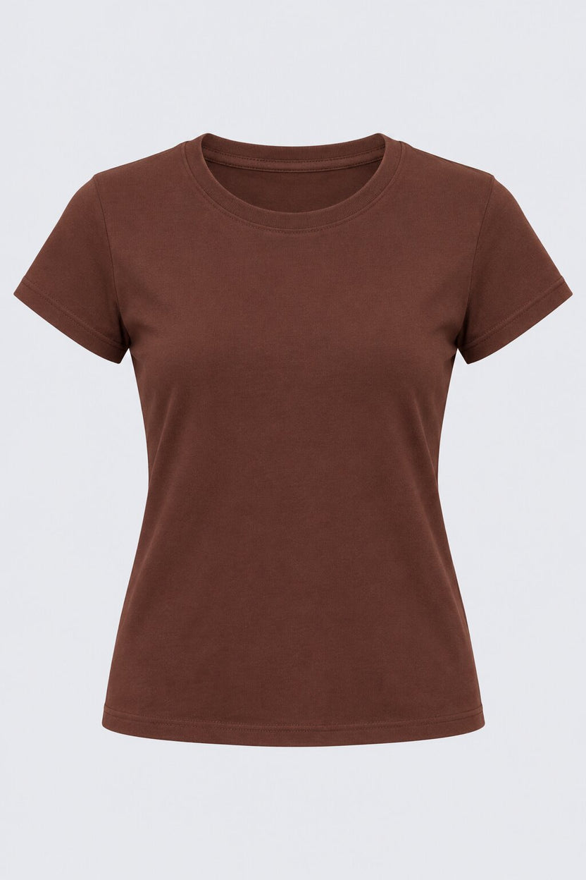 Womens Regular Fit Brown Everyday T-Shirt - Image 7