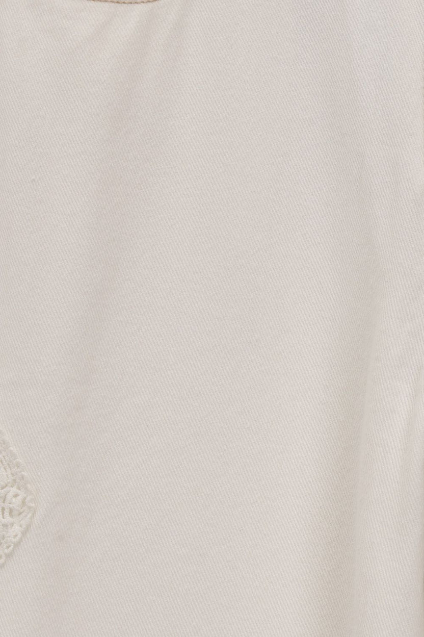 Womens Off White Wide Leg Fit Lace Patch Jeans - Image 8