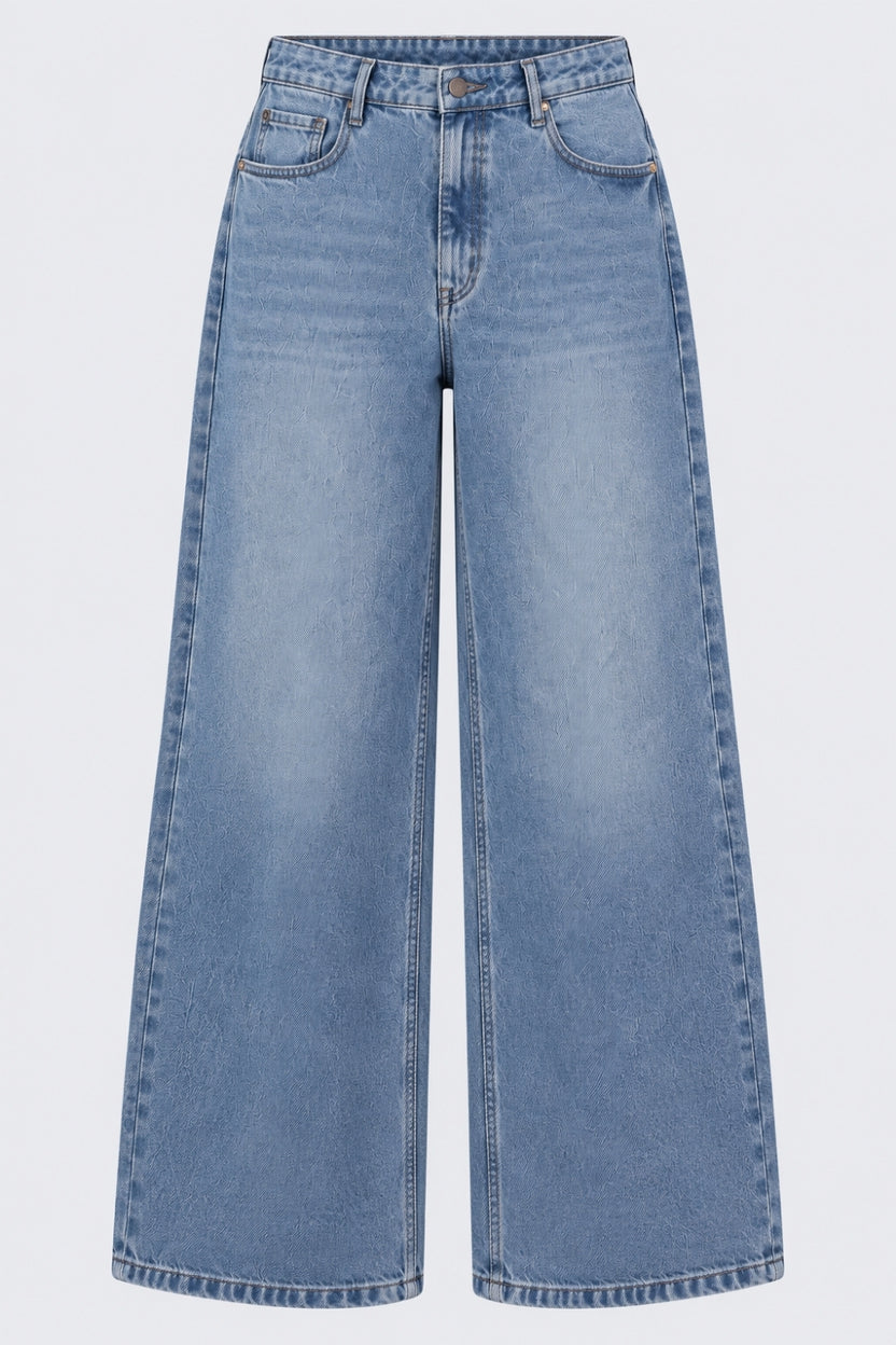 Womens Wide Leg Fit Blue Jeans With 5 Pocket - Image 7