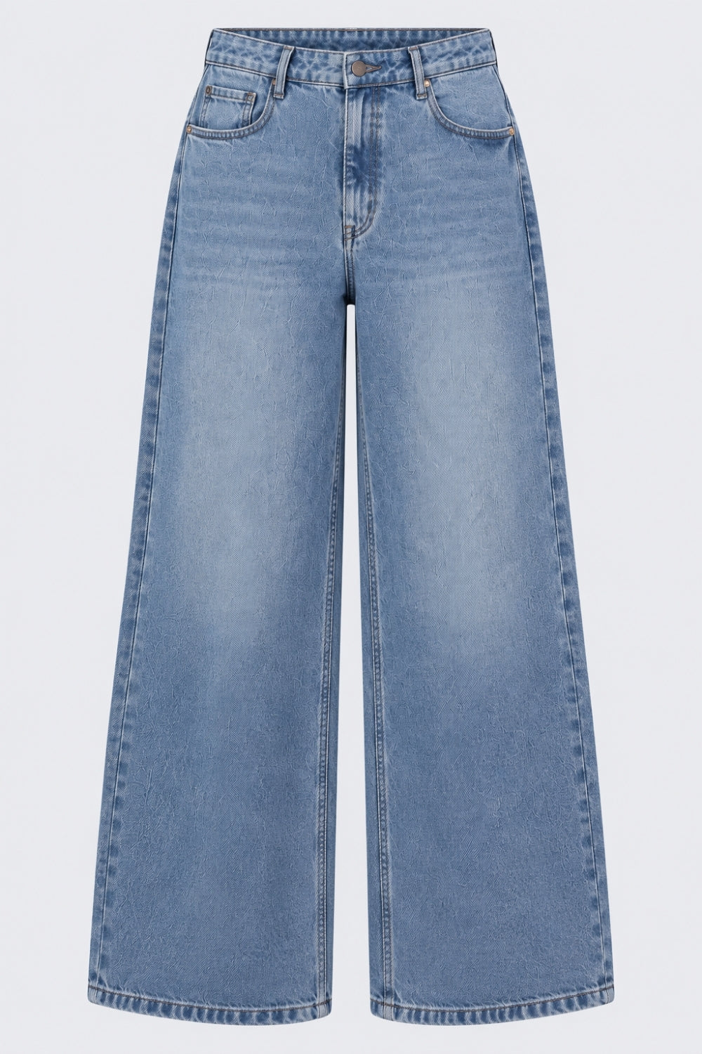 Womens Wide Leg Fit Blue Jeans With 5 Pocket - Image 7
