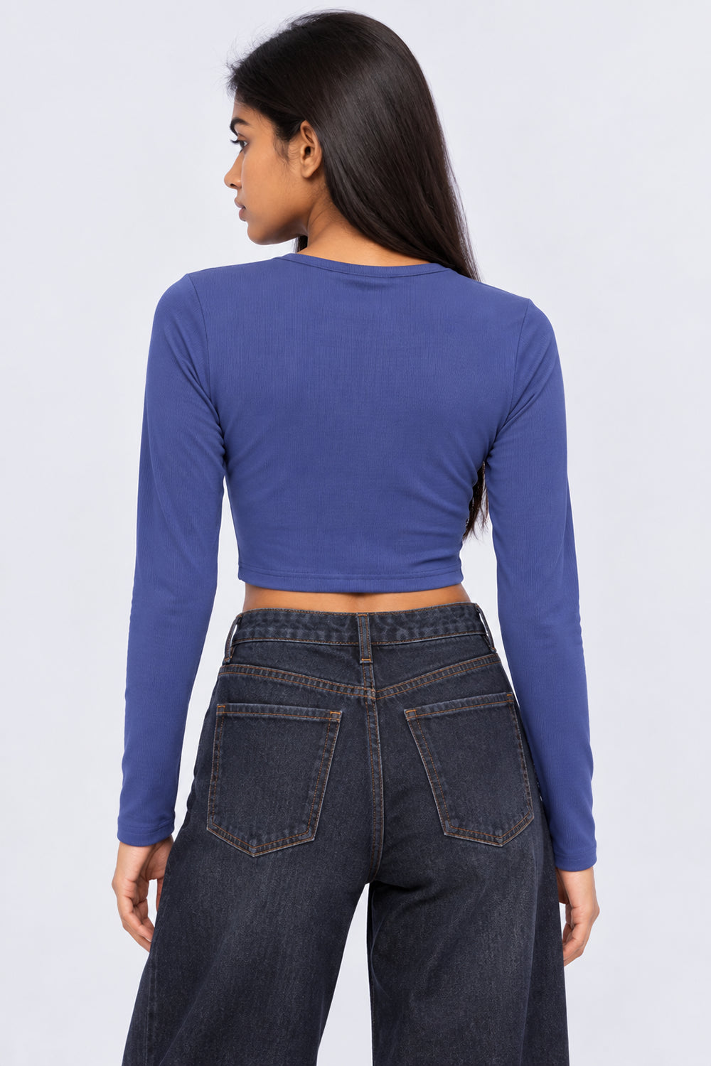 Womens Blue Regular Fit Crop Top - Image 5