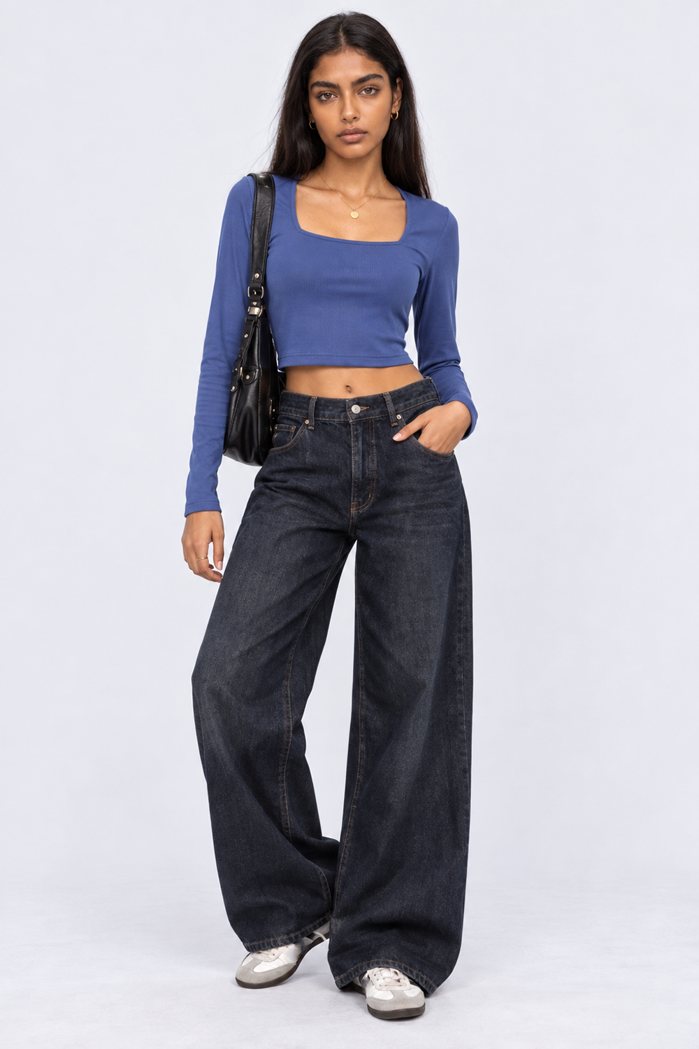 Womens Blue Regular Fit Crop Top - Image 6