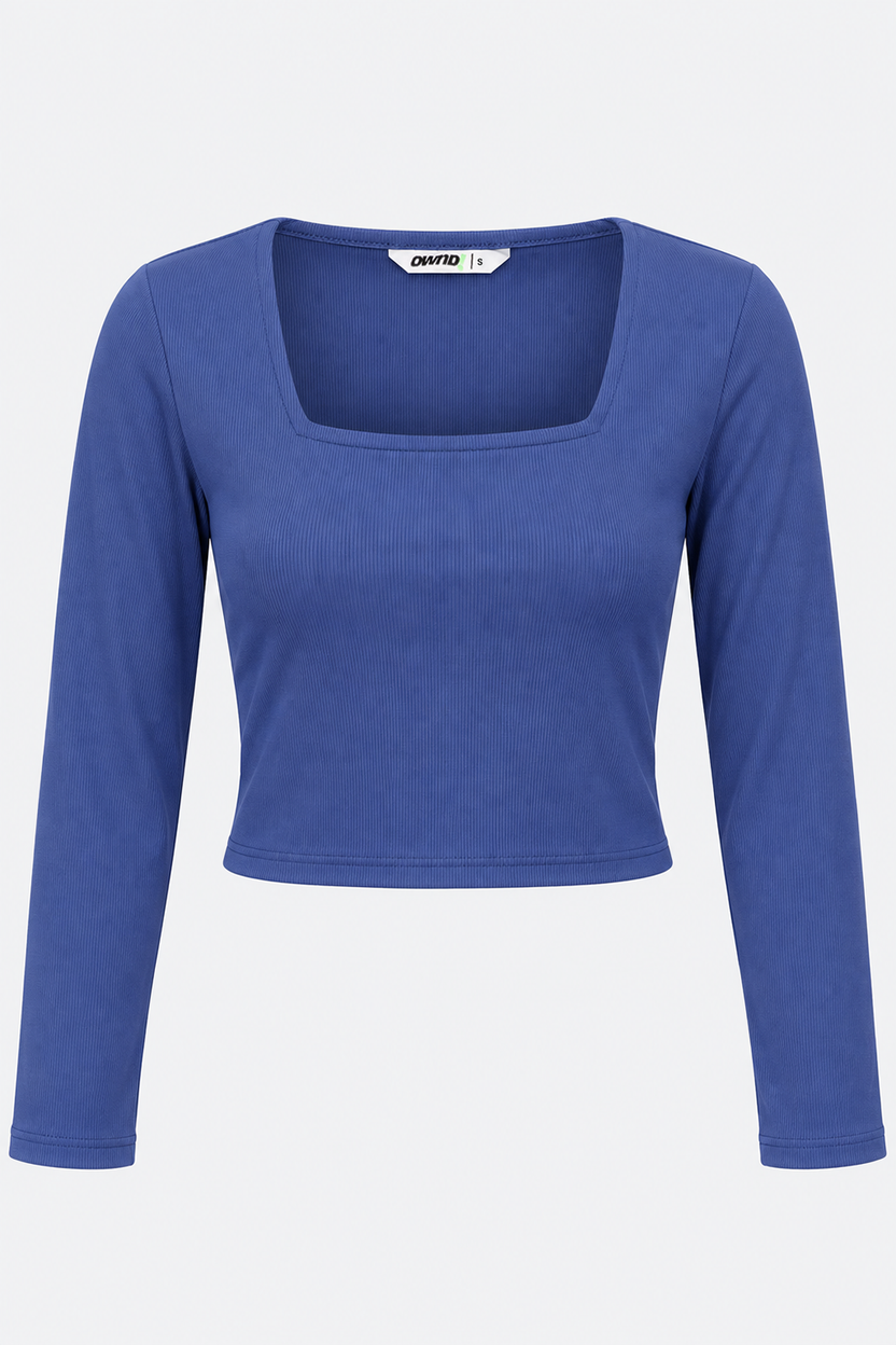 Womens Blue Regular Fit Crop Top - Image 7