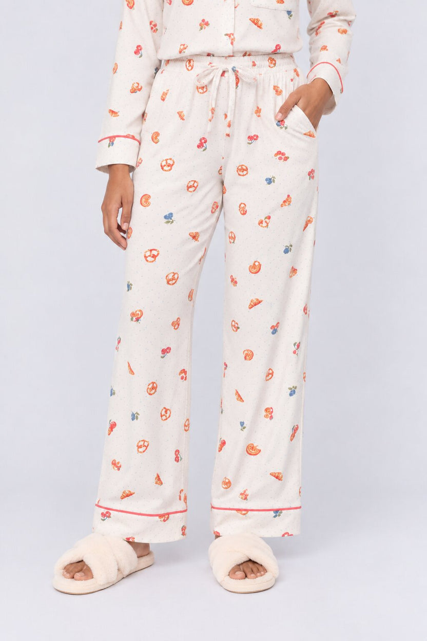 Womens Off White Cute Printed Nightwear Set - Image 4