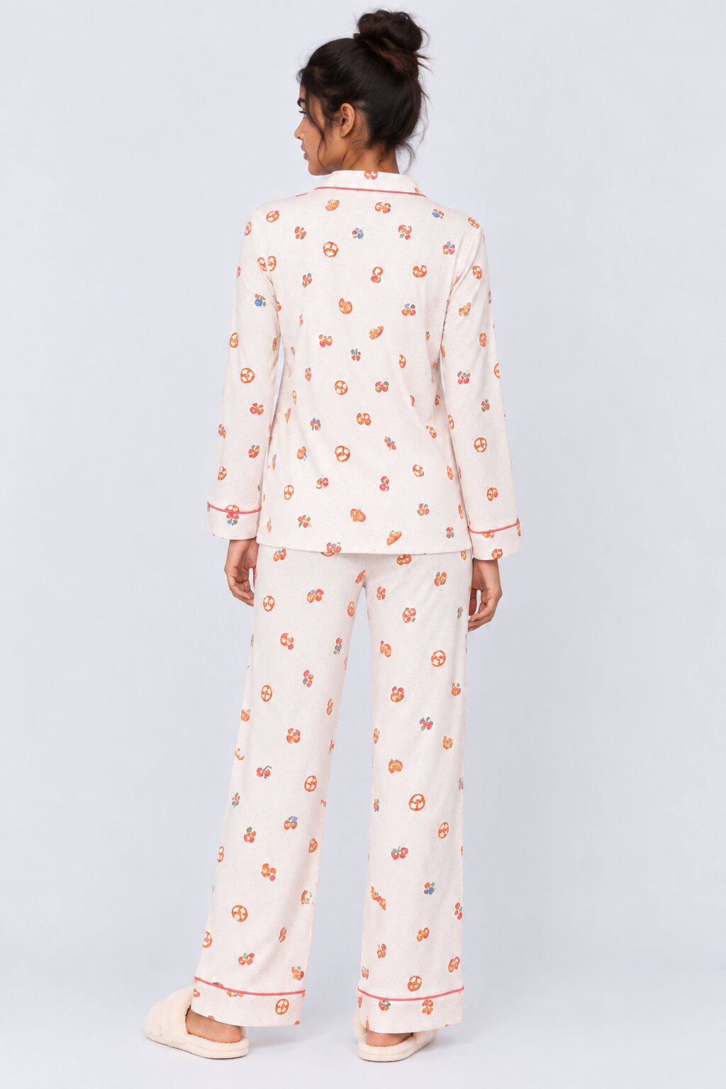Womens Off White Cute Printed Nightwear Set - Image 5