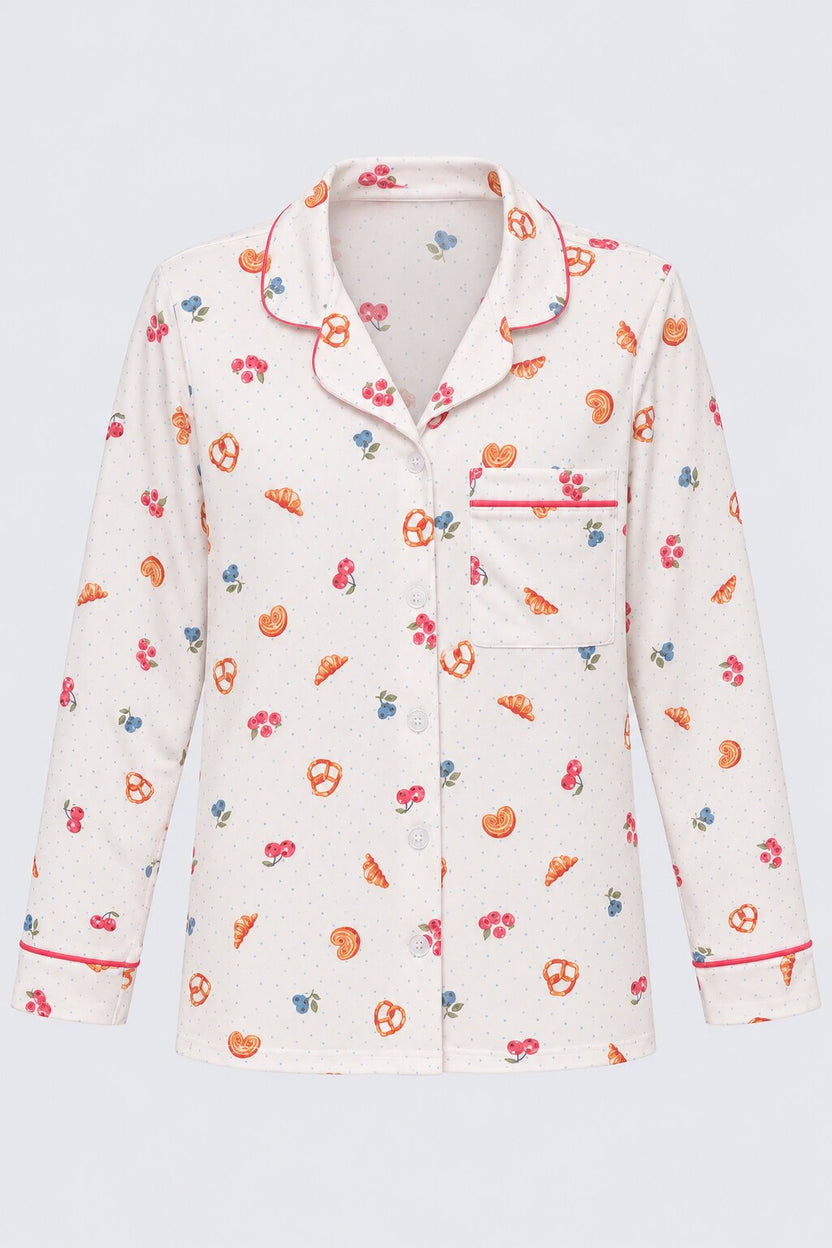Womens Off White Cute Printed Nightwear Set - Image 7