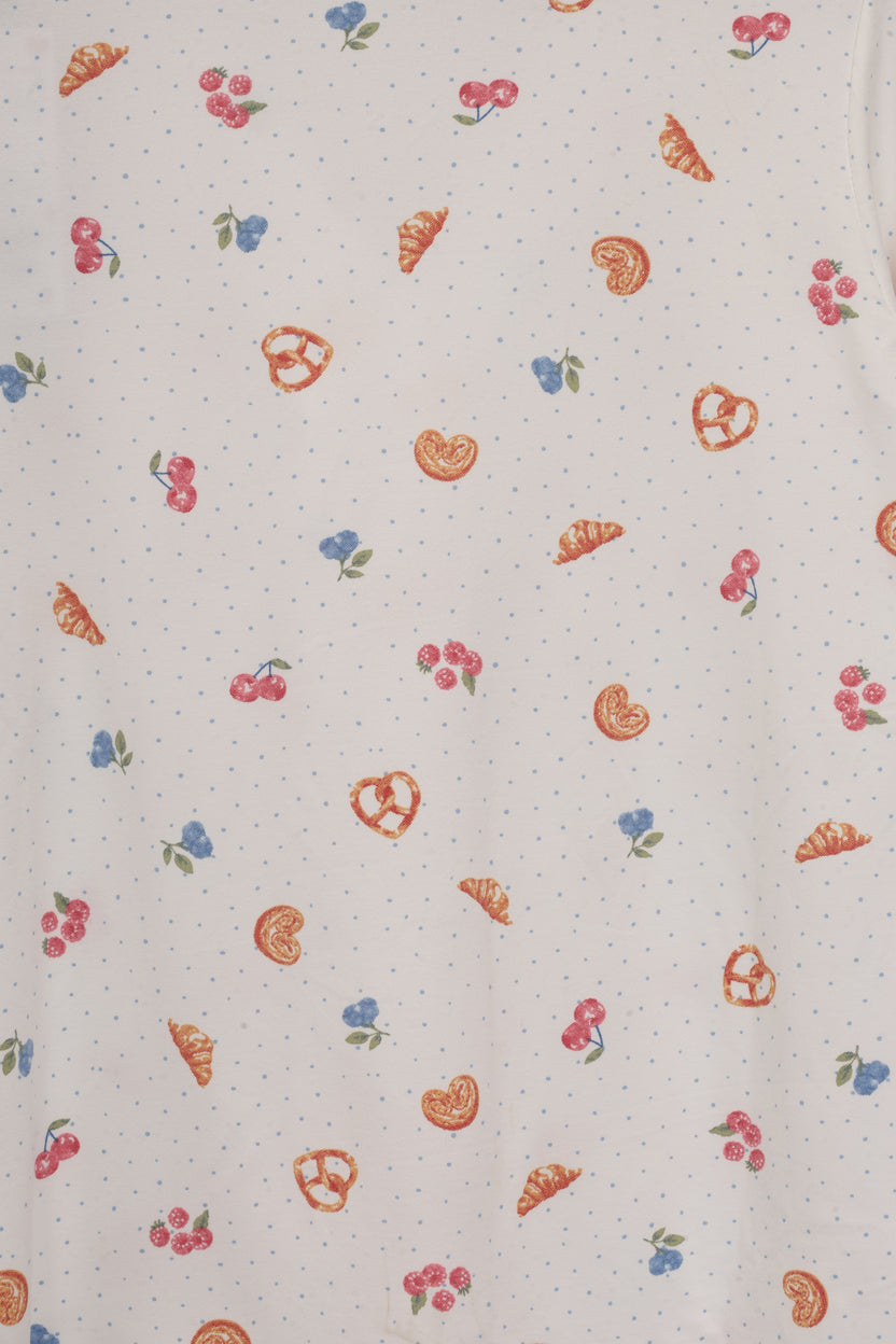 Womens Off White Cute Printed Nightwear Set - Image 9