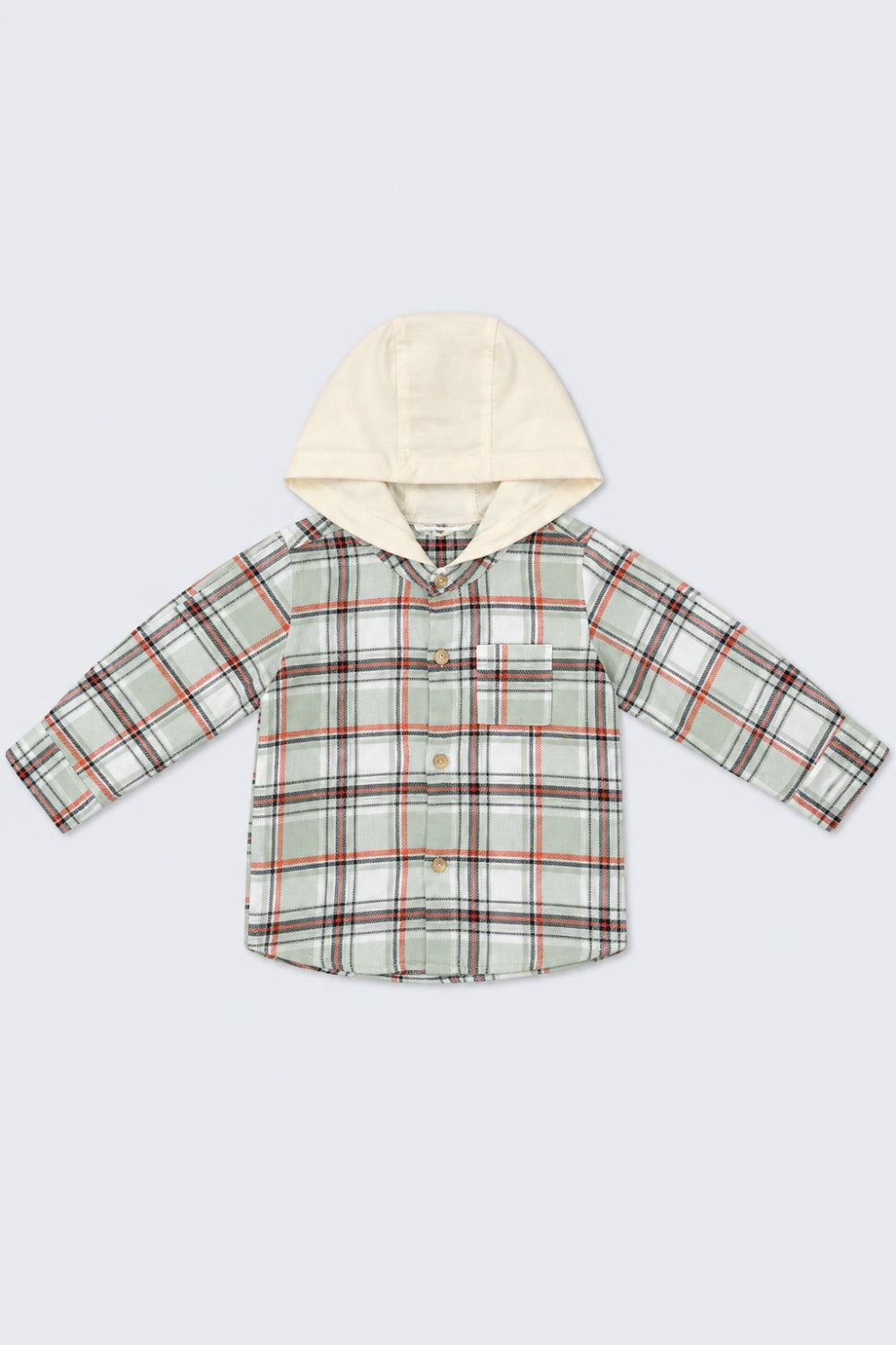Infant Boys Regular Fit Green Checkered Shirt - Image 2