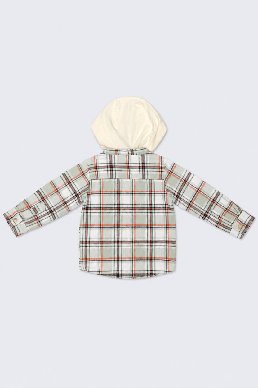 Infant Boys Regular Fit Green Checkered Shirt - Image 3