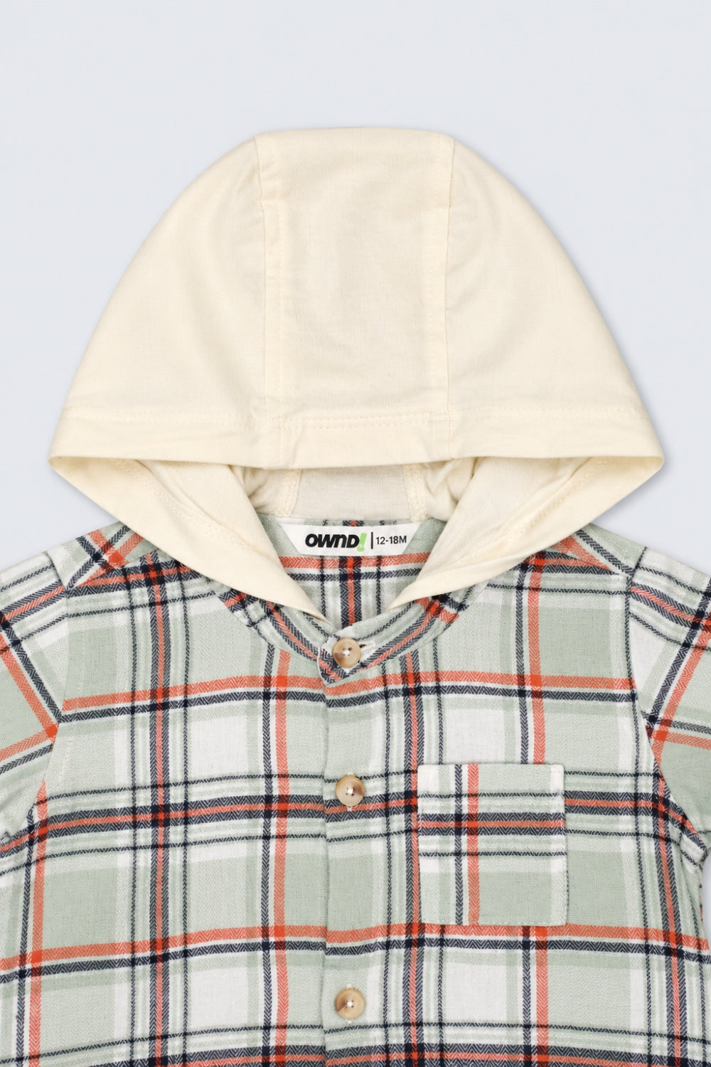Infant Boys Regular Fit Green Checkered Shirt - Image 5
