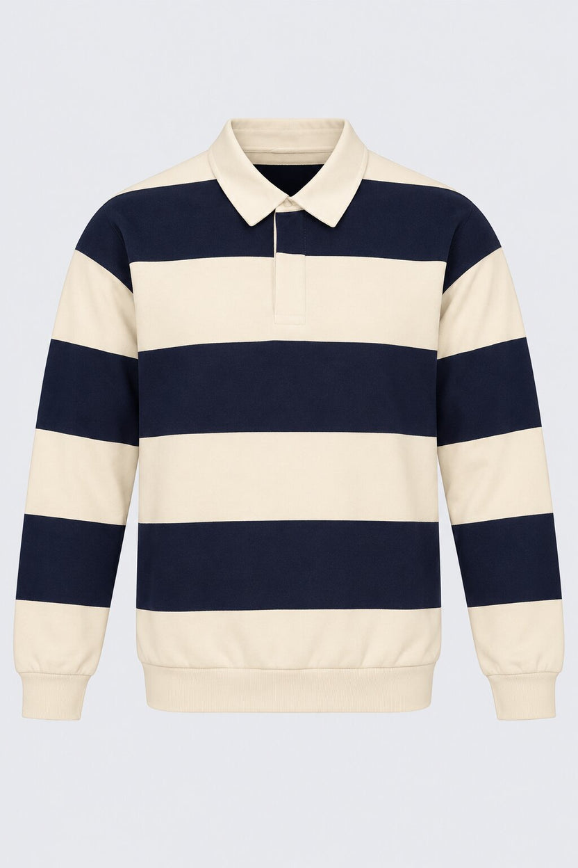 Mens Relaxed Fit Navy Stripes Sweatshirt - Image 7