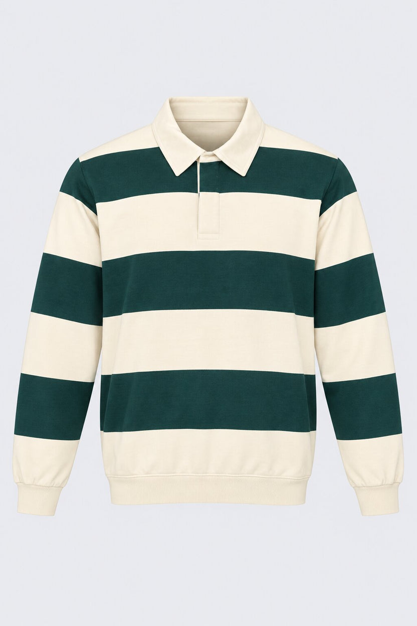 Mens Relaxed Fit Dark Green Stripes Sweatshirt - Image 7