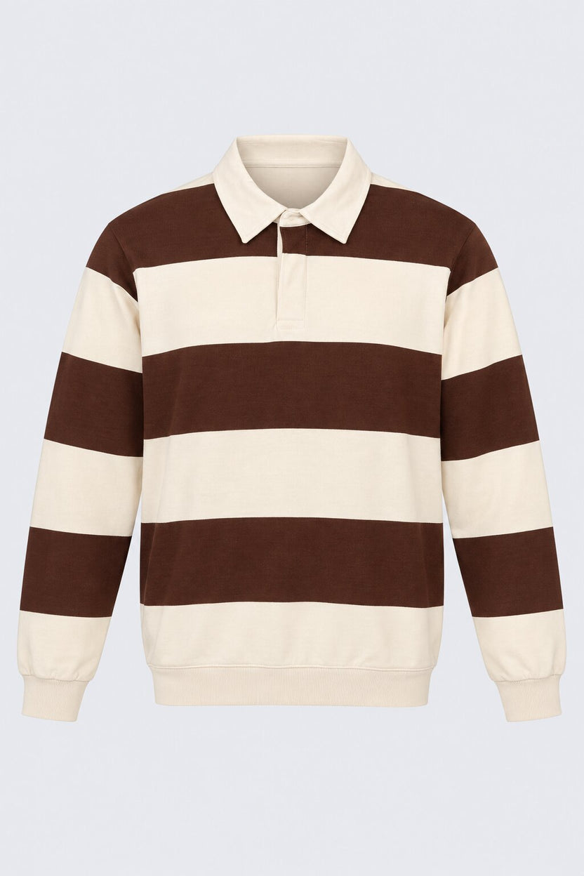 Mens Relaxed Fit Brown Stripes Sweatshirt - Image 7