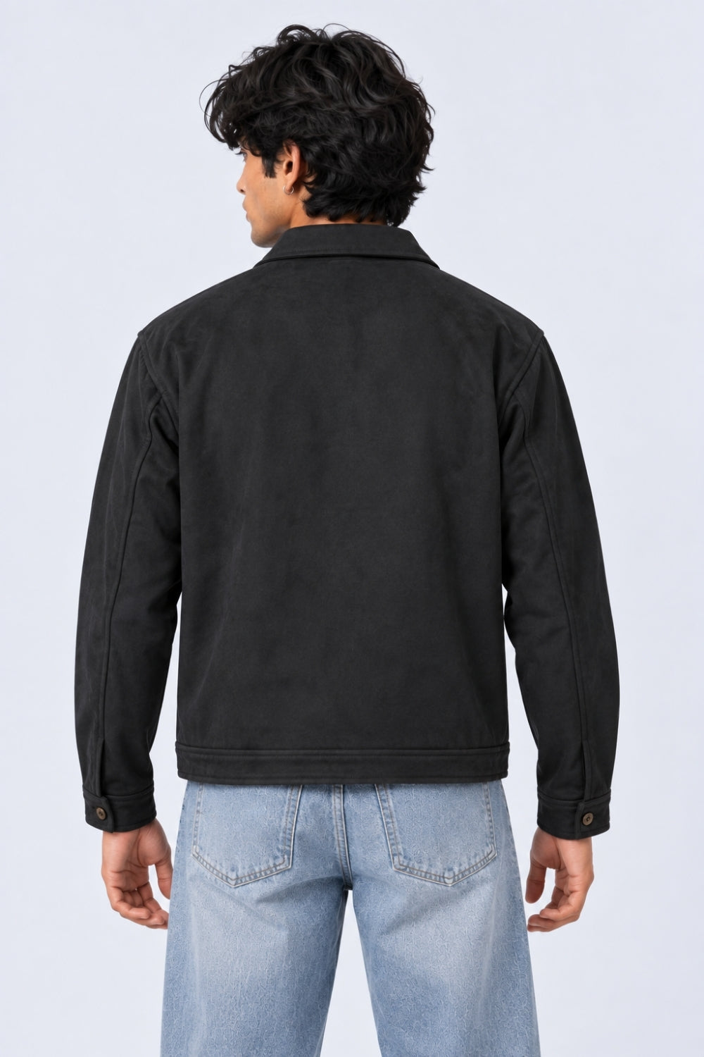 Mens Relaxed Fit Black Suede Shaket - Image 5
