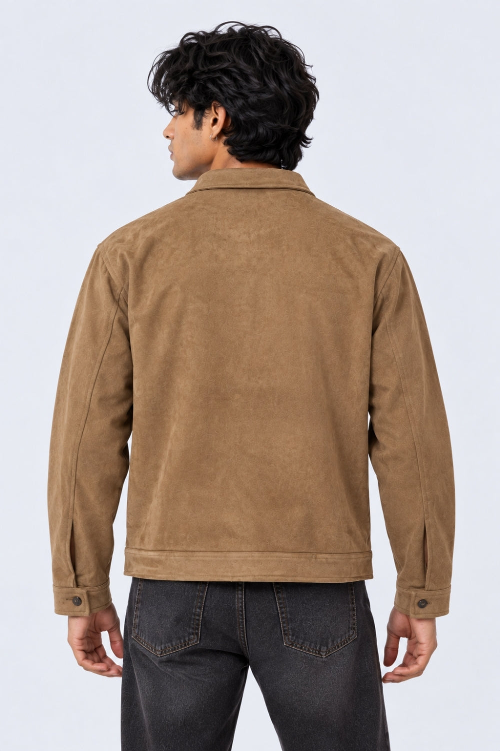 Mens Relaxed Fit Tan Suede Shaket - Image 5