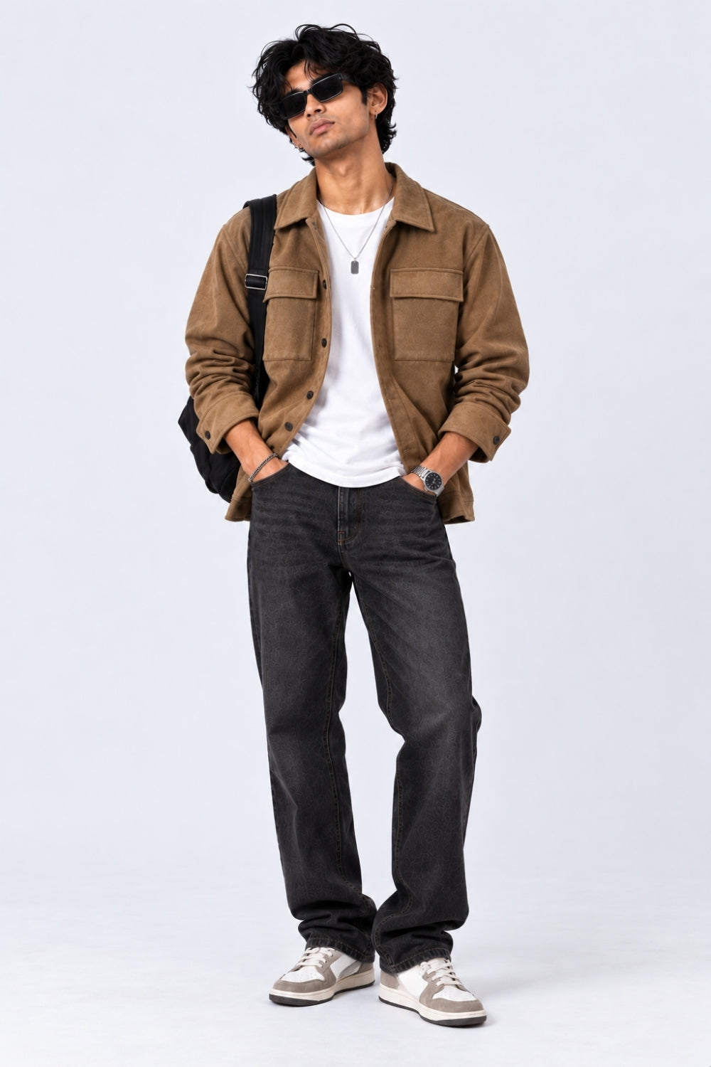 Mens Relaxed Fit Tan Suede Shaket - Image 6