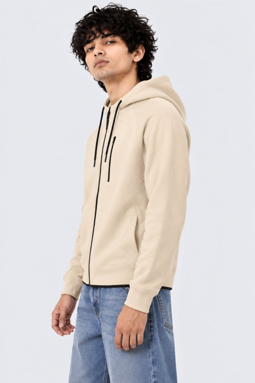 Mens Regular Fit Beige Cotton Blend Jacket - Image 4