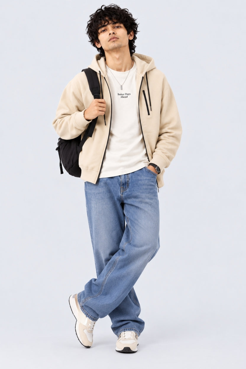 Mens Regular Fit Beige Cotton Blend Jacket - Image 6
