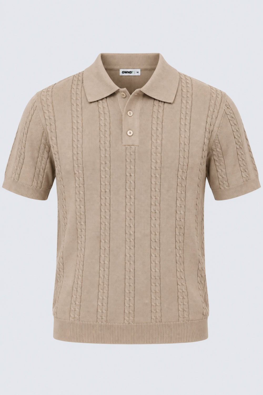 Mens Regular Fit Beige Cotton Blend Polo T-Shirt - Image 7