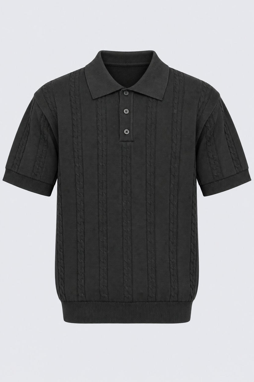 Mens Regular Fit Black Cotton Blend Polo T-Shirt - Image 7