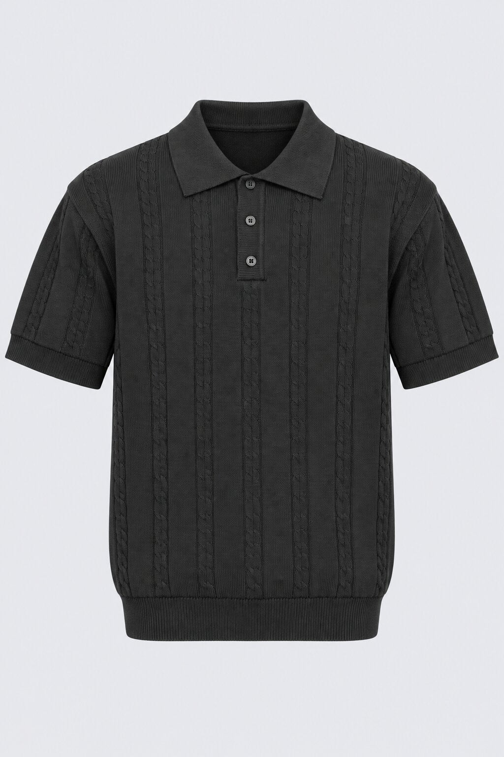 Mens Regular Fit Black Cotton Blend Polo T-Shirt - Image 7