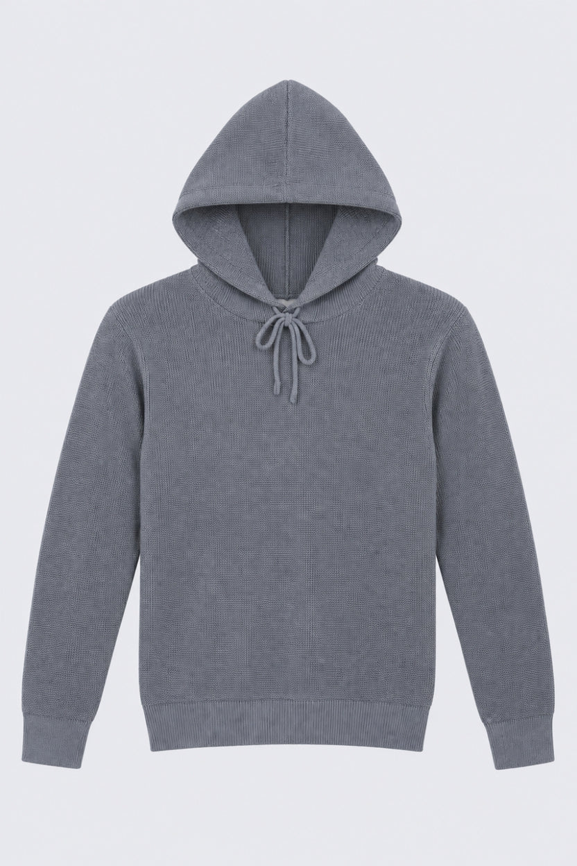 Mens Regular Fit Light Grey Textured Sweater - Image 7