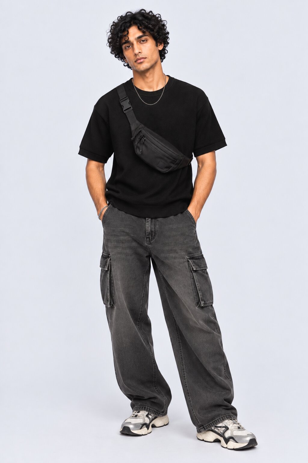 Mens Regular Fit Black Cotton Blend T-Shirt - Image 6