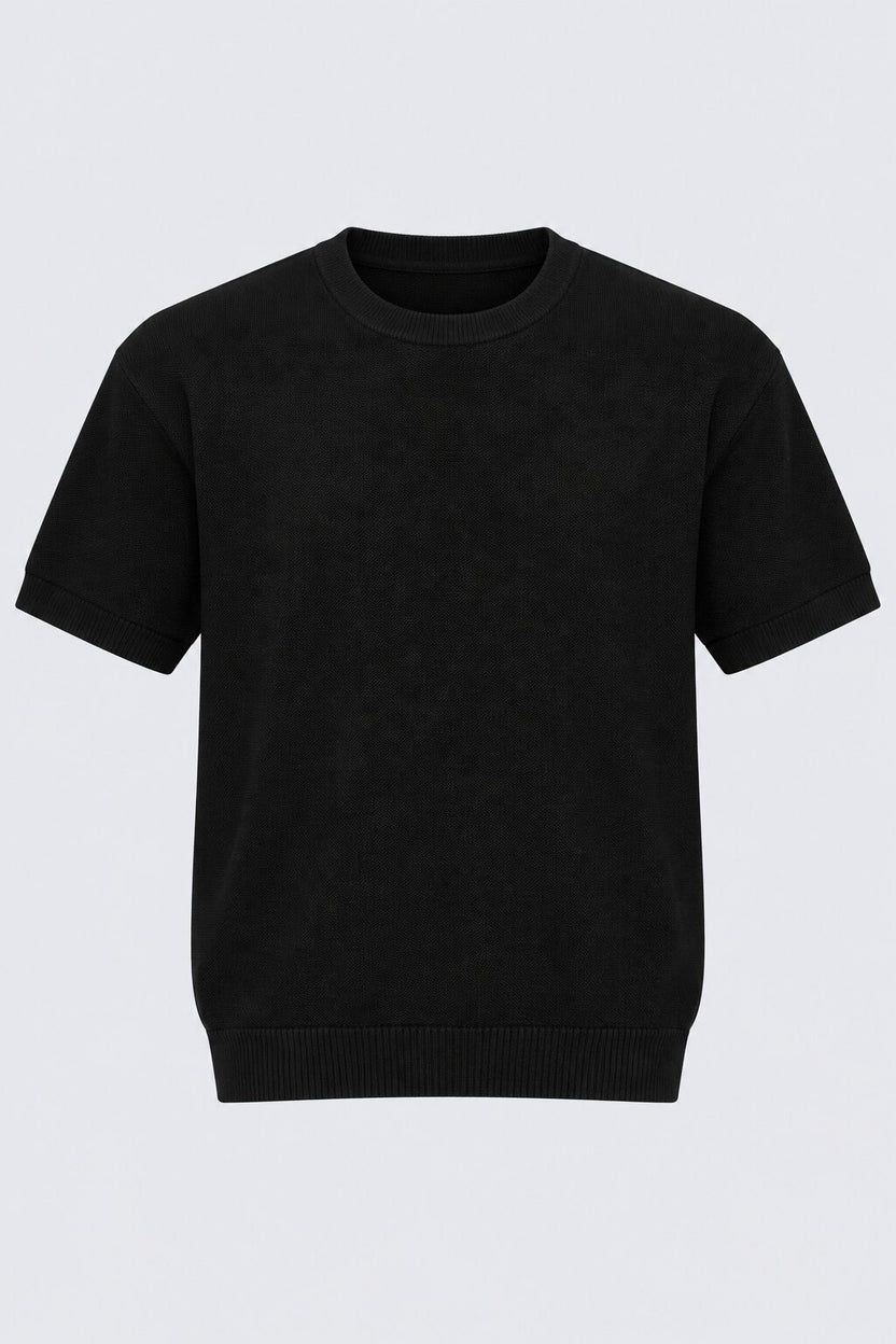 Mens Regular Fit Black Cotton Blend T-Shirt - Image 7