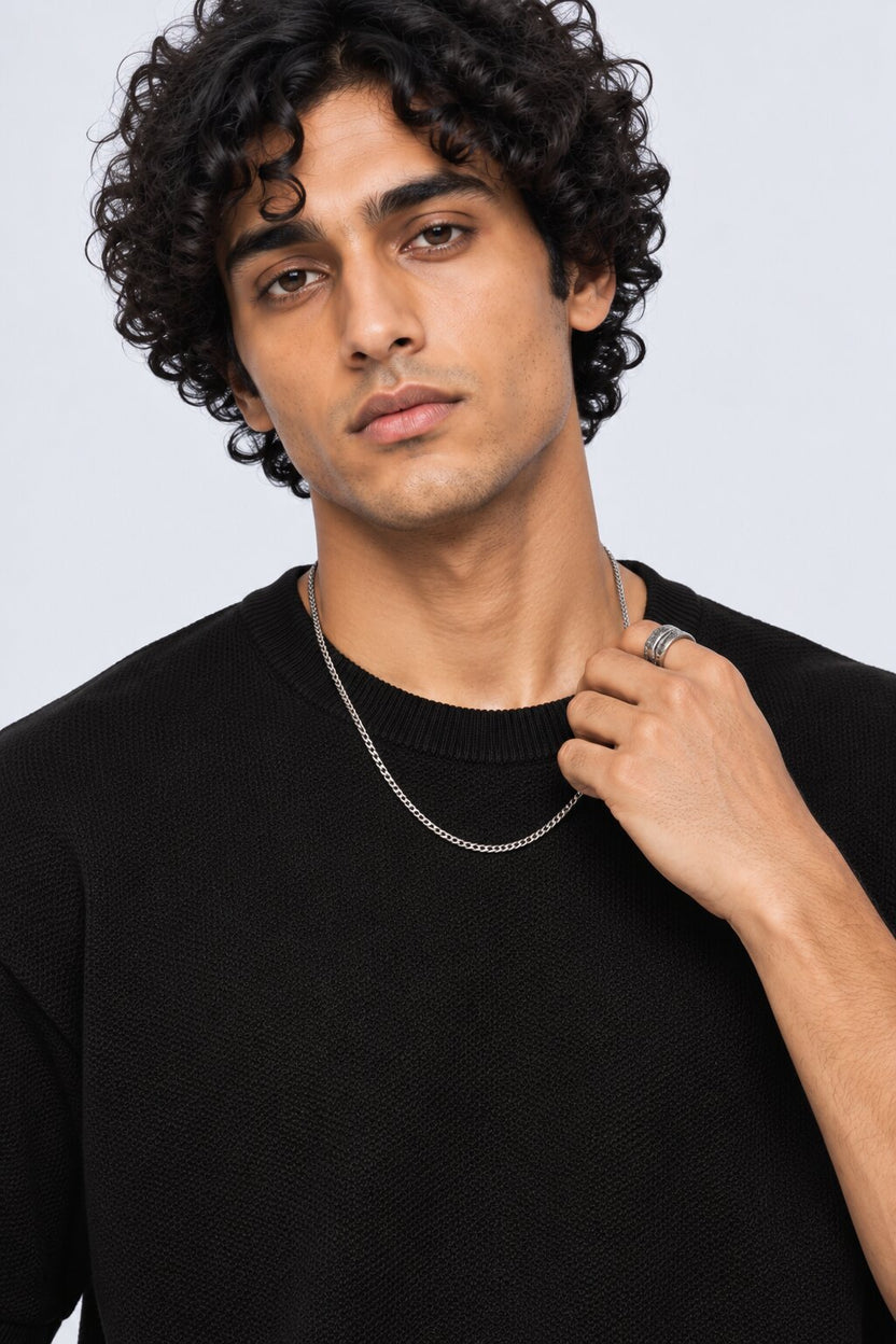 Mens Regular Fit Black Cotton Blend T-Shirt - Image 9