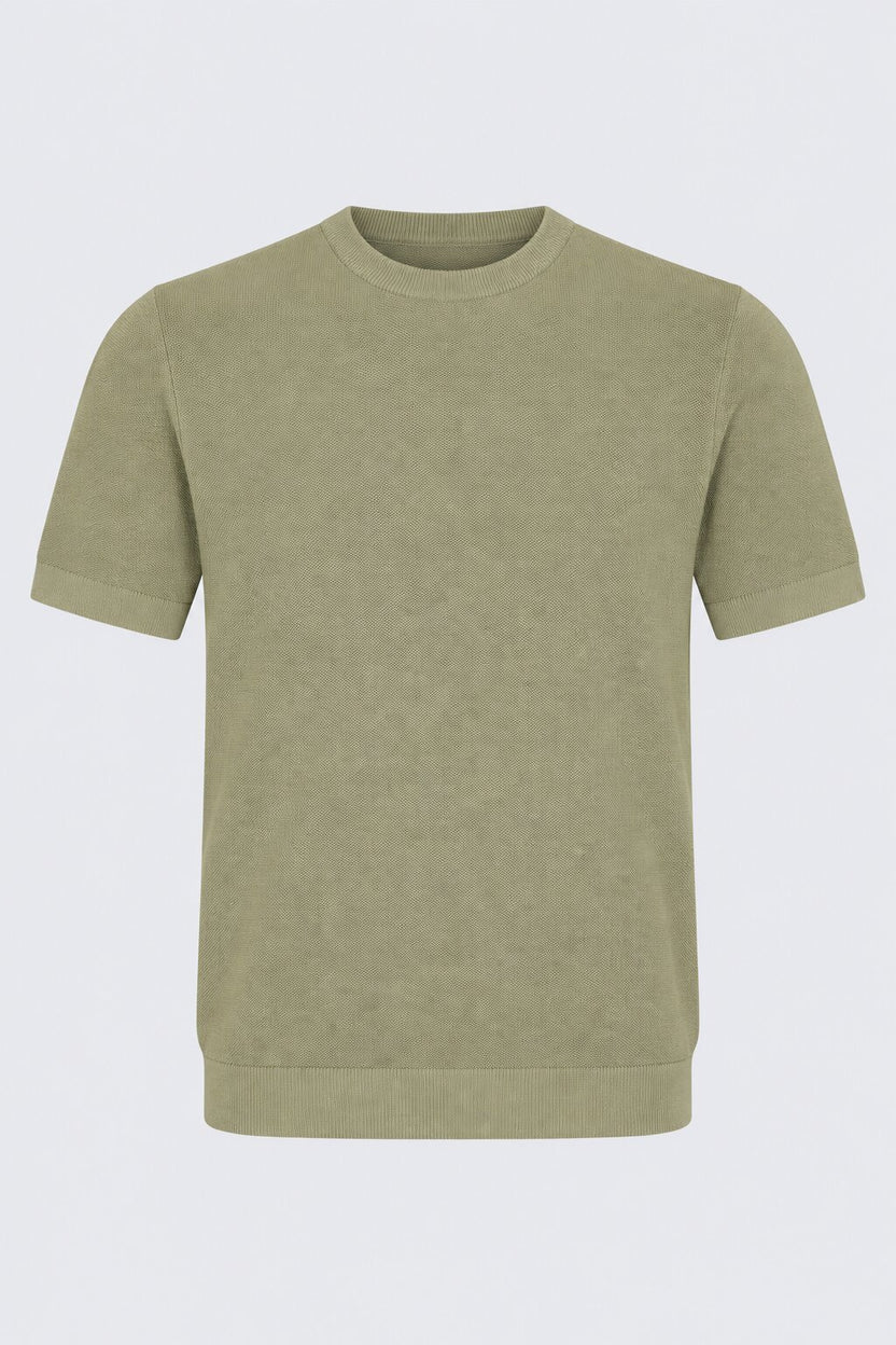 Mens Regular Fit Olive Cotton Blend T-Shirt - Image 7