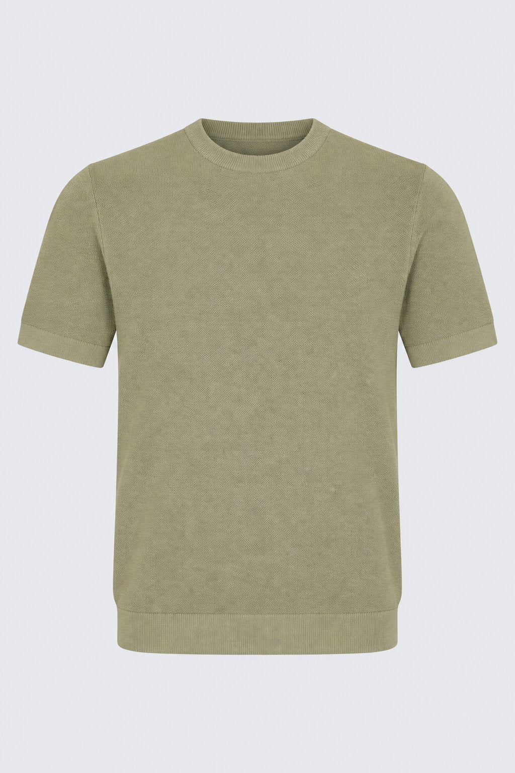 Mens Regular Fit Olive Cotton Blend T-Shirt - Image 7