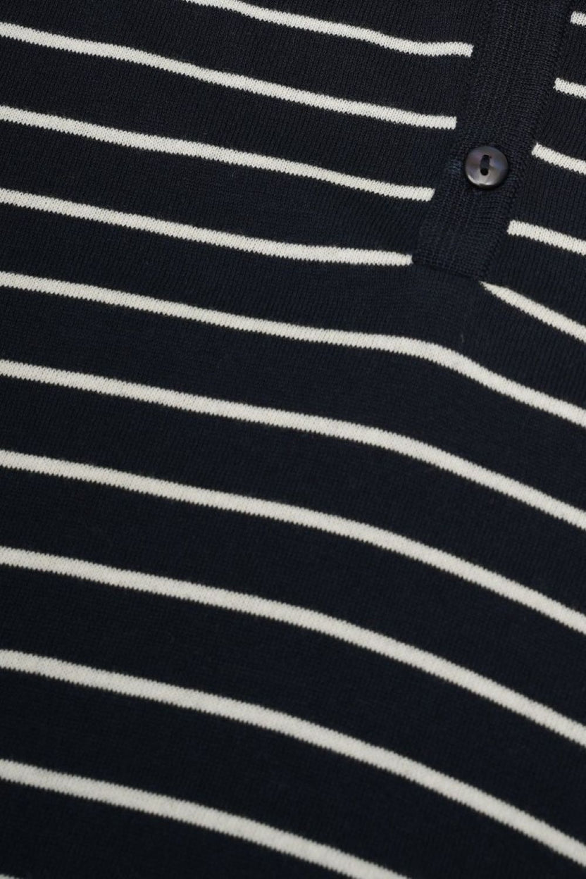 Mens Regular Fit Navy Cotton Striped T-Shirt - Image 8