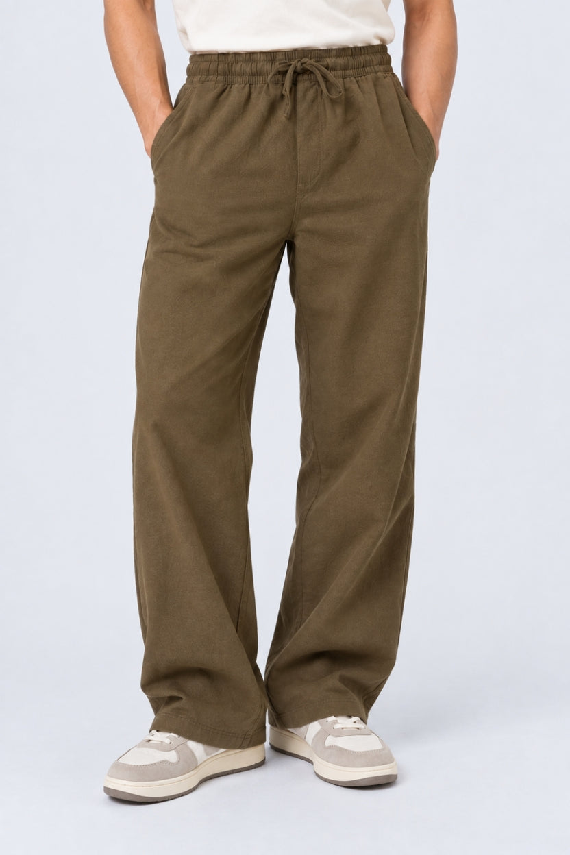 Mens Regular Fit Olive Solid Trouser With 3 Pocket - Image 2
