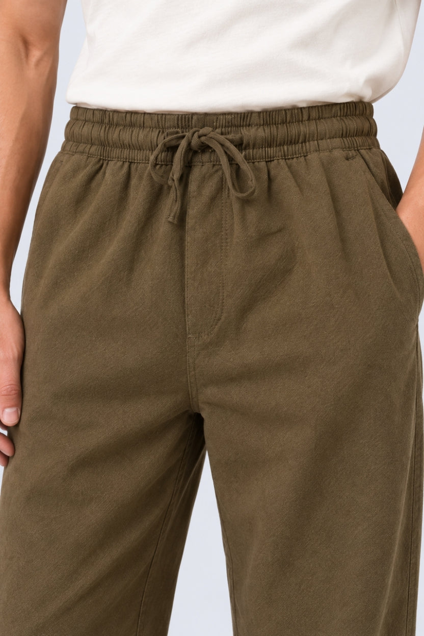 Mens Regular Fit Olive Solid Trouser With 3 Pocket - Image 3