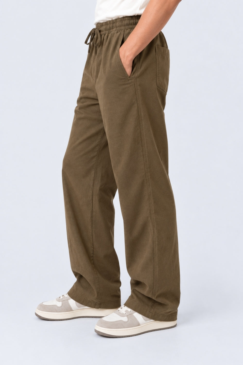 Mens Regular Fit Olive Solid Trouser With 3 Pocket - Image 4