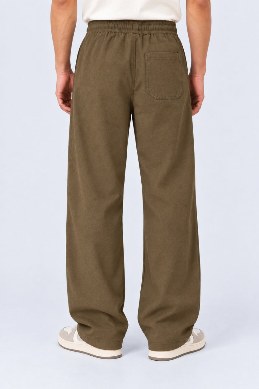 Mens Regular Fit Olive Solid Trouser With 3 Pocket - Image 5