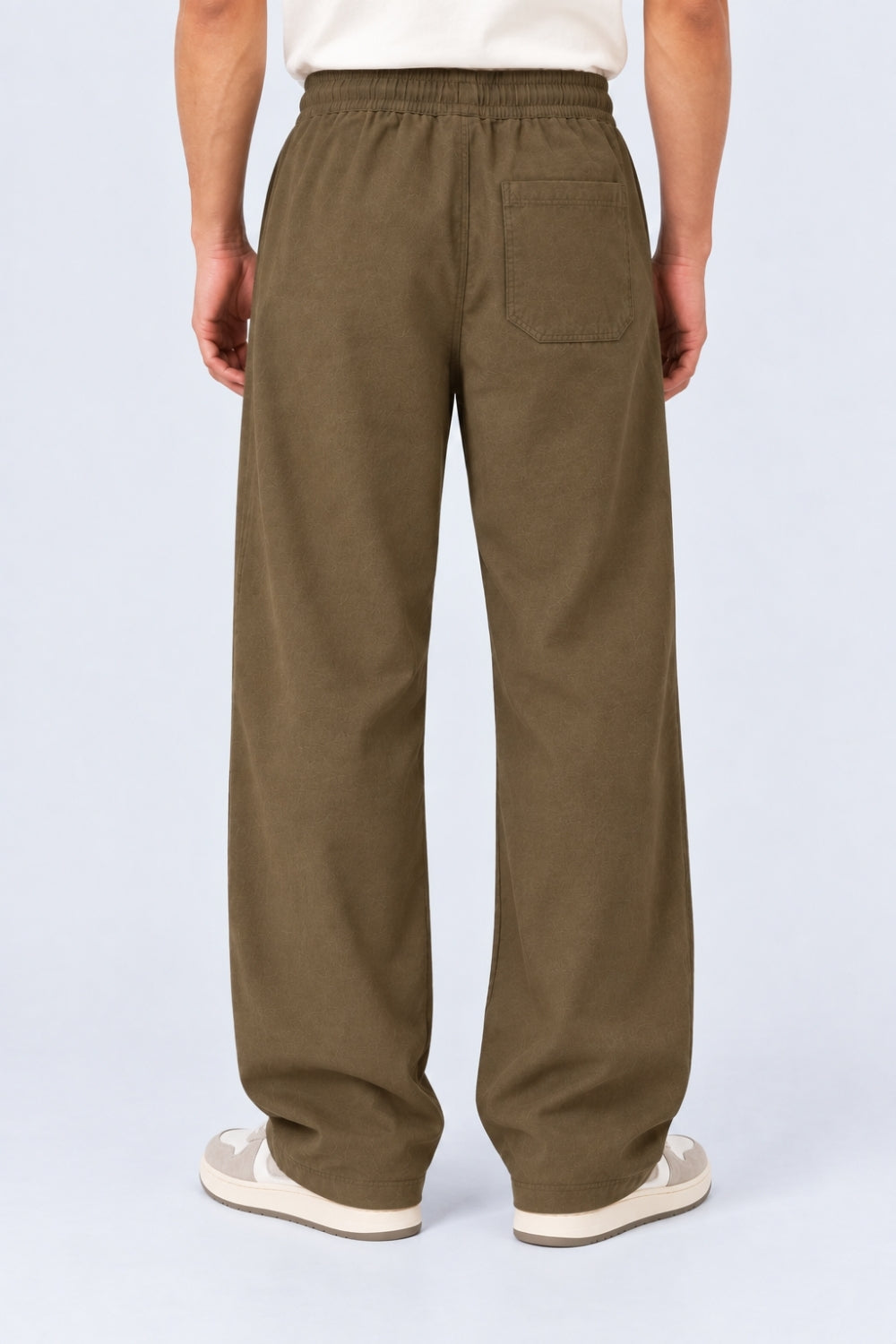 Mens Regular Fit Olive Solid Trouser With 3 Pocket - Image 5