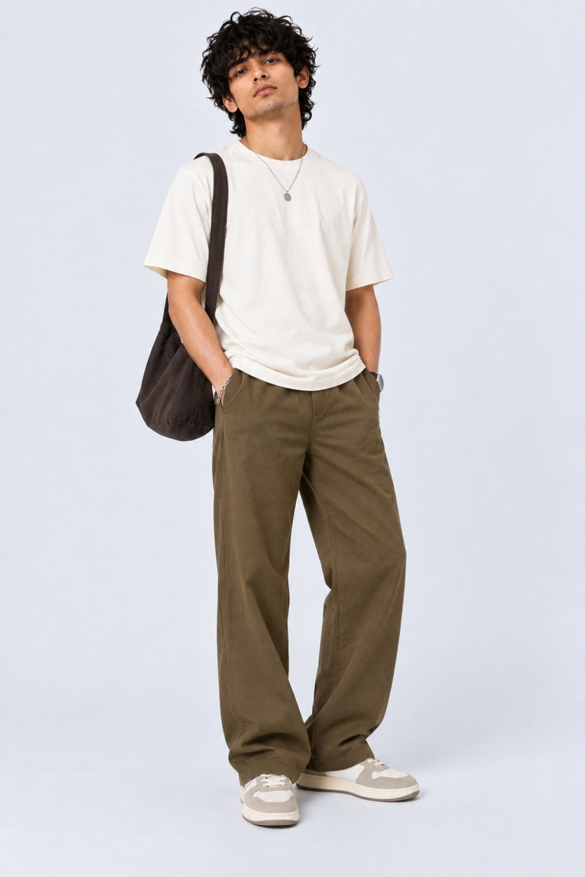 Mens Regular Fit Olive Solid Trouser With 3 Pocket - Image 6
