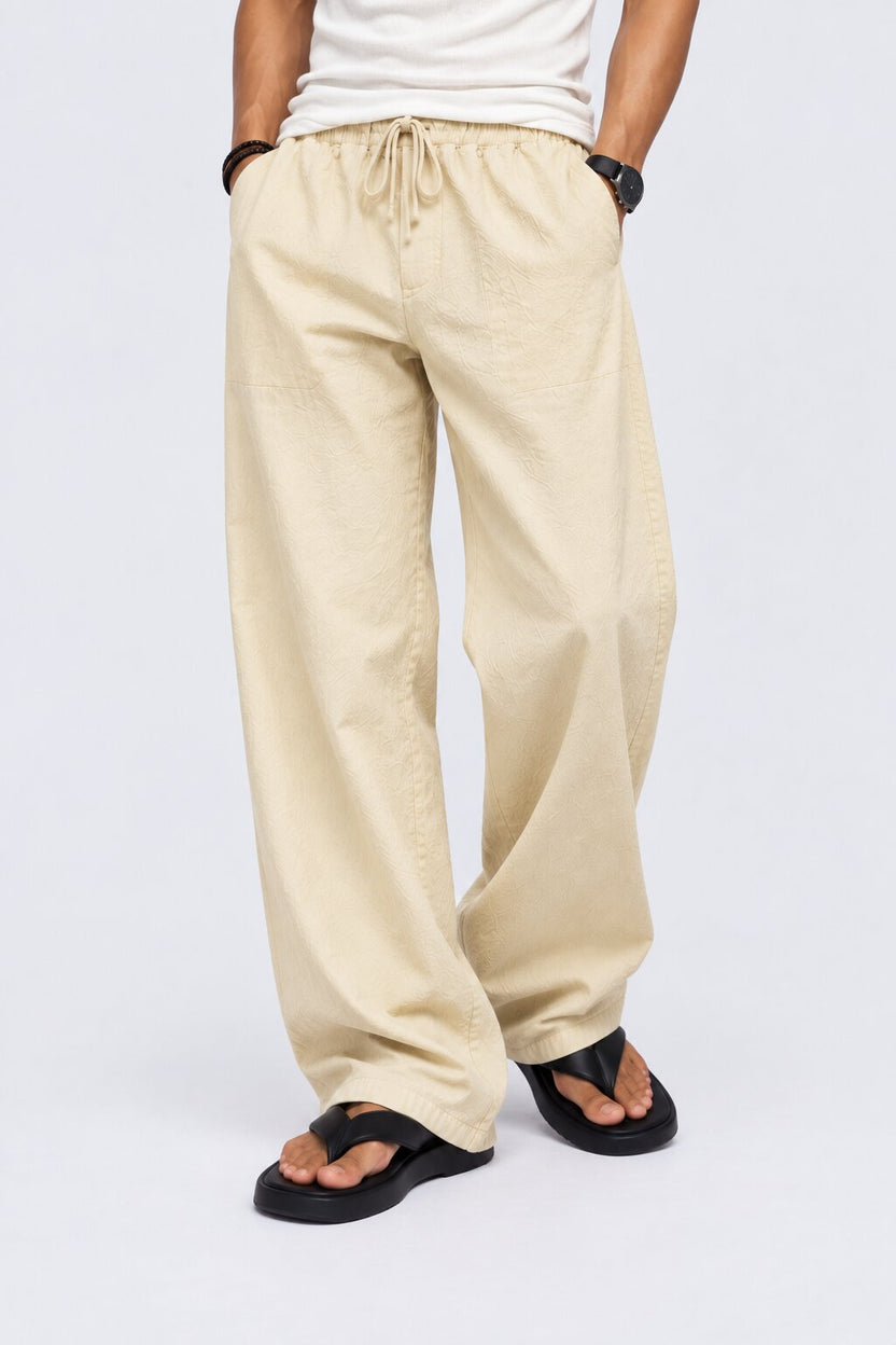 Mens Regular Fit Cream Textured Trouser With 2 Pocket - Image 2