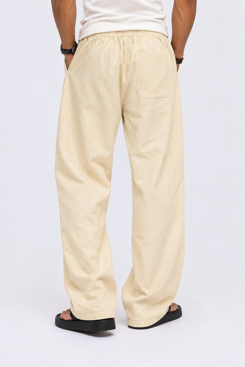 Mens Regular Fit Cream Textured Trouser With 2 Pocket - Image 5