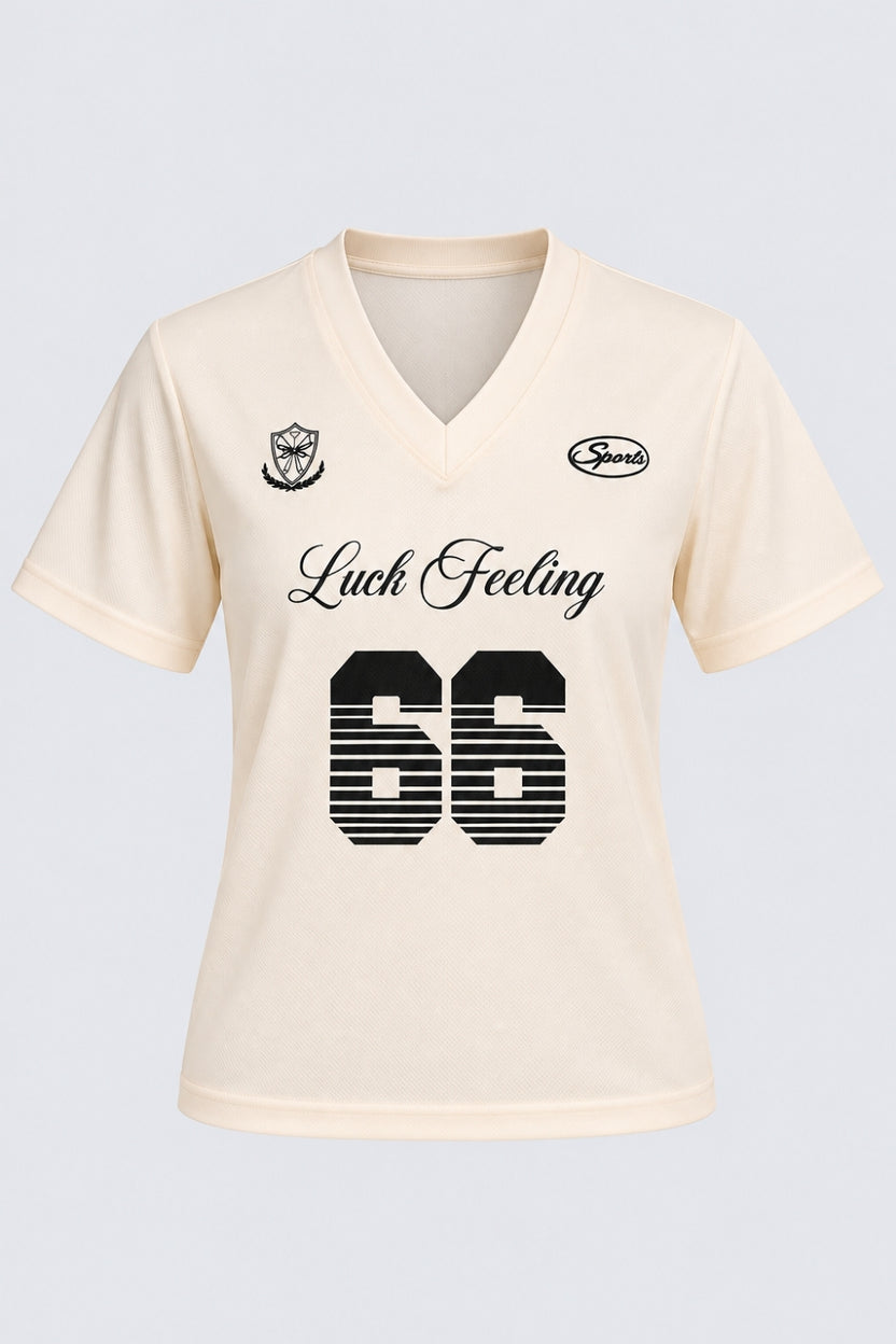 Womens Oversized Fit Cream Typographic Sport T-Shirt - Image 7