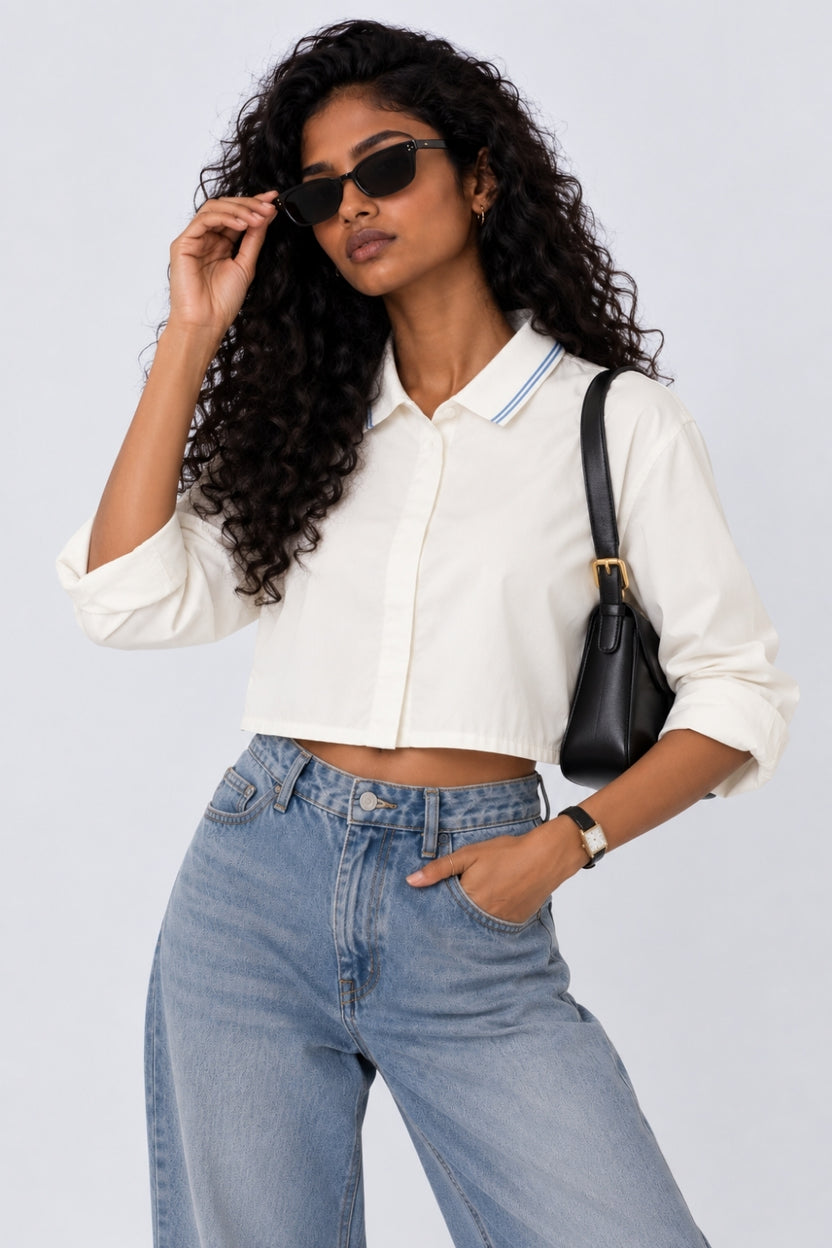 Womens White Essential Wear Boxy Fit Shirt - Image 1