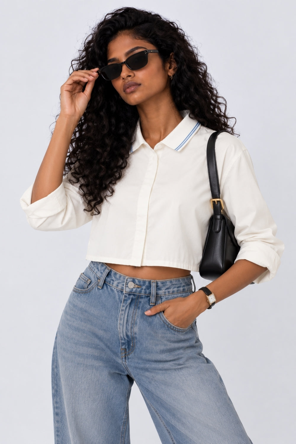 Womens White Essential Wear Boxy Fit Shirt - Image 1