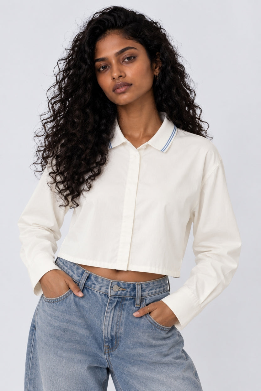 Womens White Essential Wear Boxy Fit Shirt - Image 2
