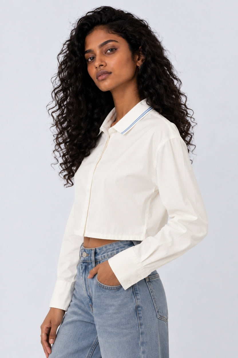 Womens White Essential Wear Boxy Fit Shirt - Image 4