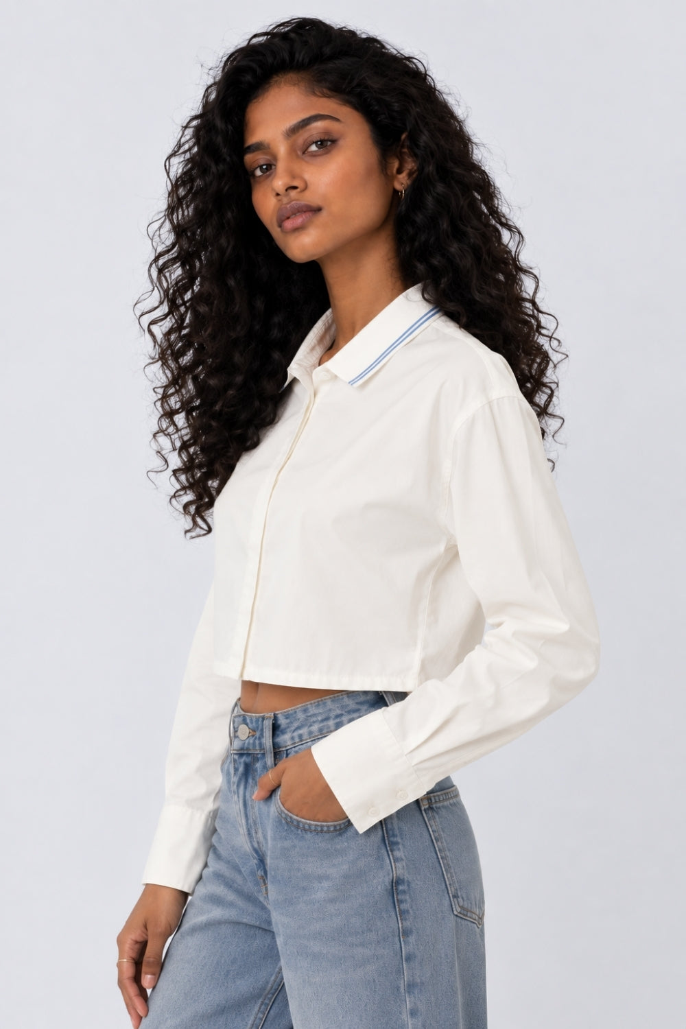 Womens White Essential Wear Boxy Fit Shirt - Image 4