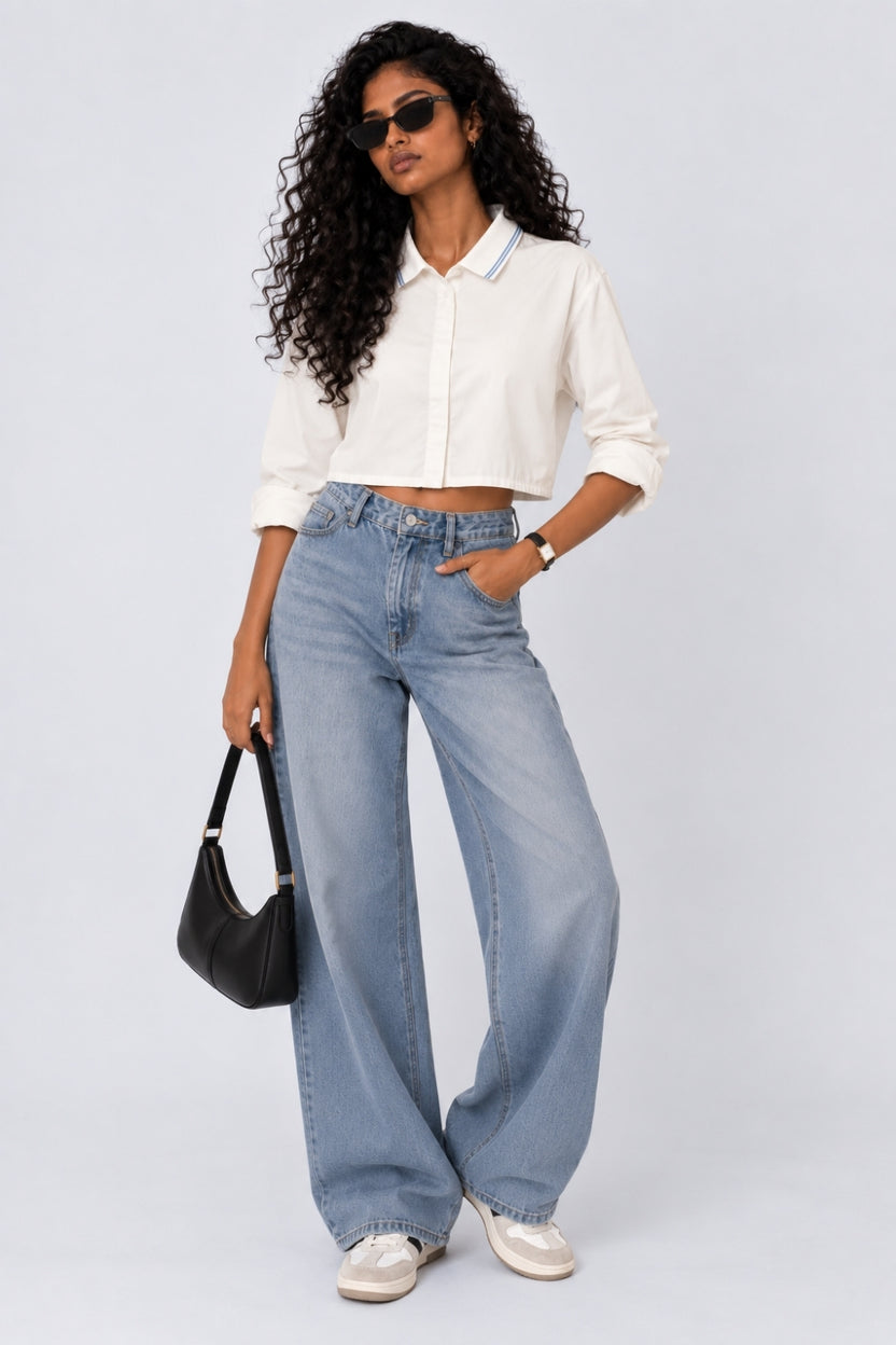 Womens White Essential Wear Boxy Fit Shirt - Image 6