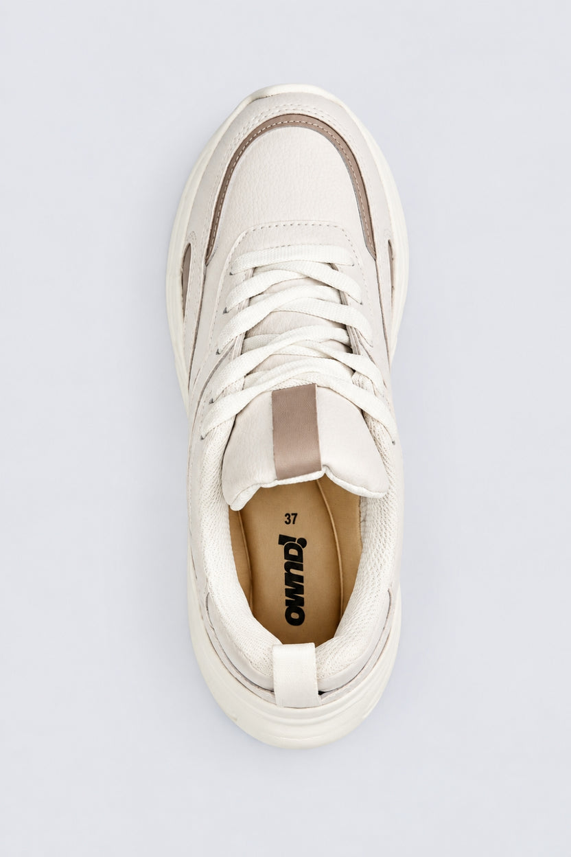 Womens Beige Sneaker - Image 4