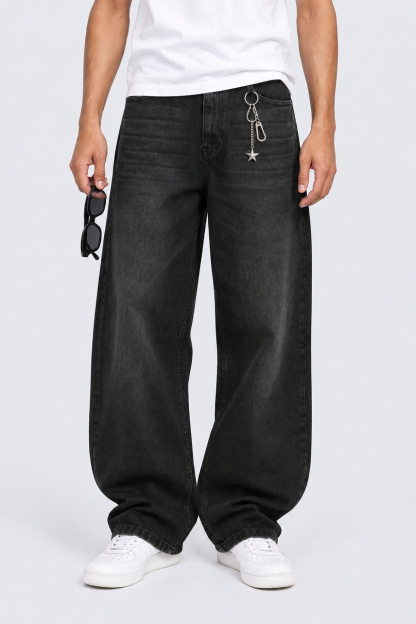 Mens Baggy Fit Black Jeans With 5 Pocket - Image 1